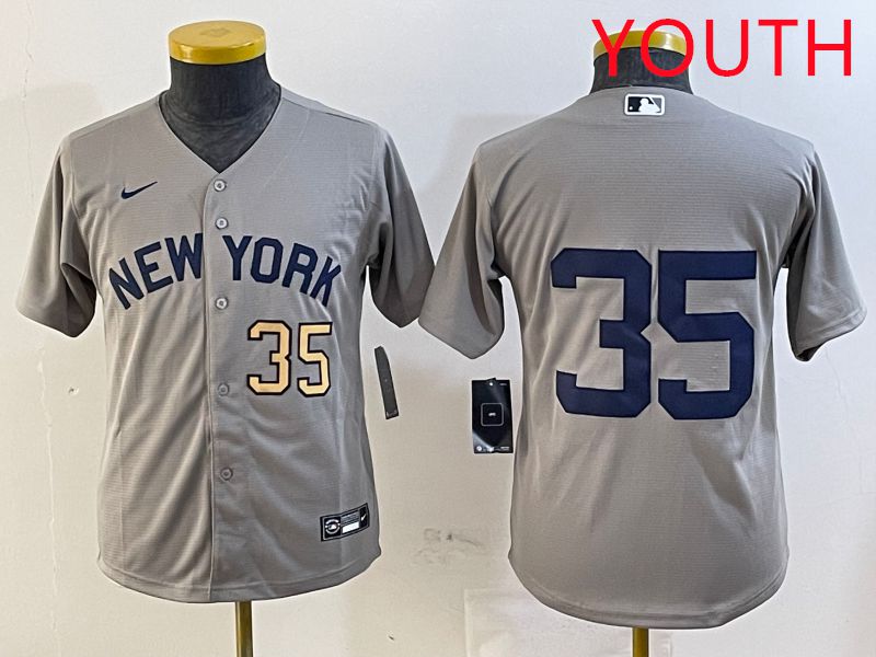 Youth New York Yankees #35 No Name Grey Game 2025 Nike MLB Jersey style 2